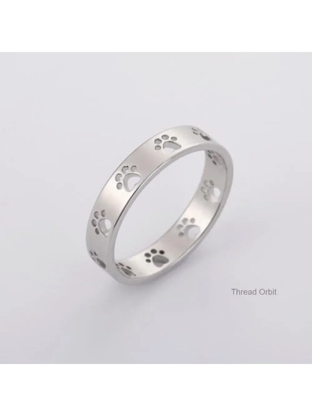 Adjustable Paw Print Stacking Rings Stainless Steel Pet Lover Band Minimalist